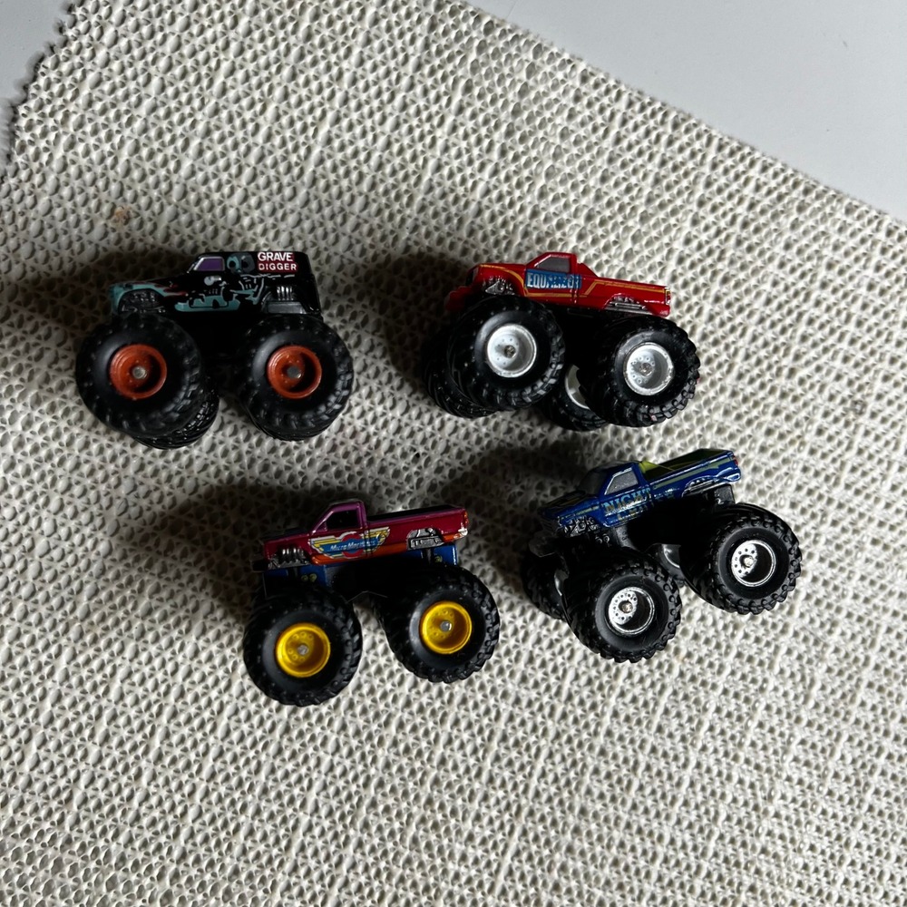 Vintage 90s Micro Machines Monster Truck Lot Grave Digger Equalizer 4pc Set
